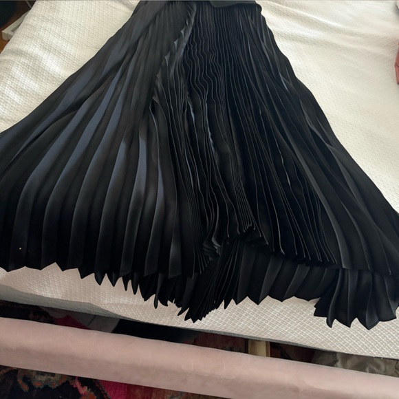 ALC Black Dress with Pleated Skirt & Belt - Picture 5 of 7